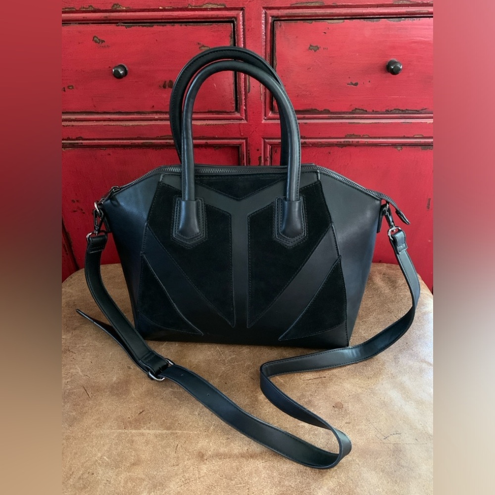 Sole Society Black Structured Bag with Panel Detail - Picture 7 of 15